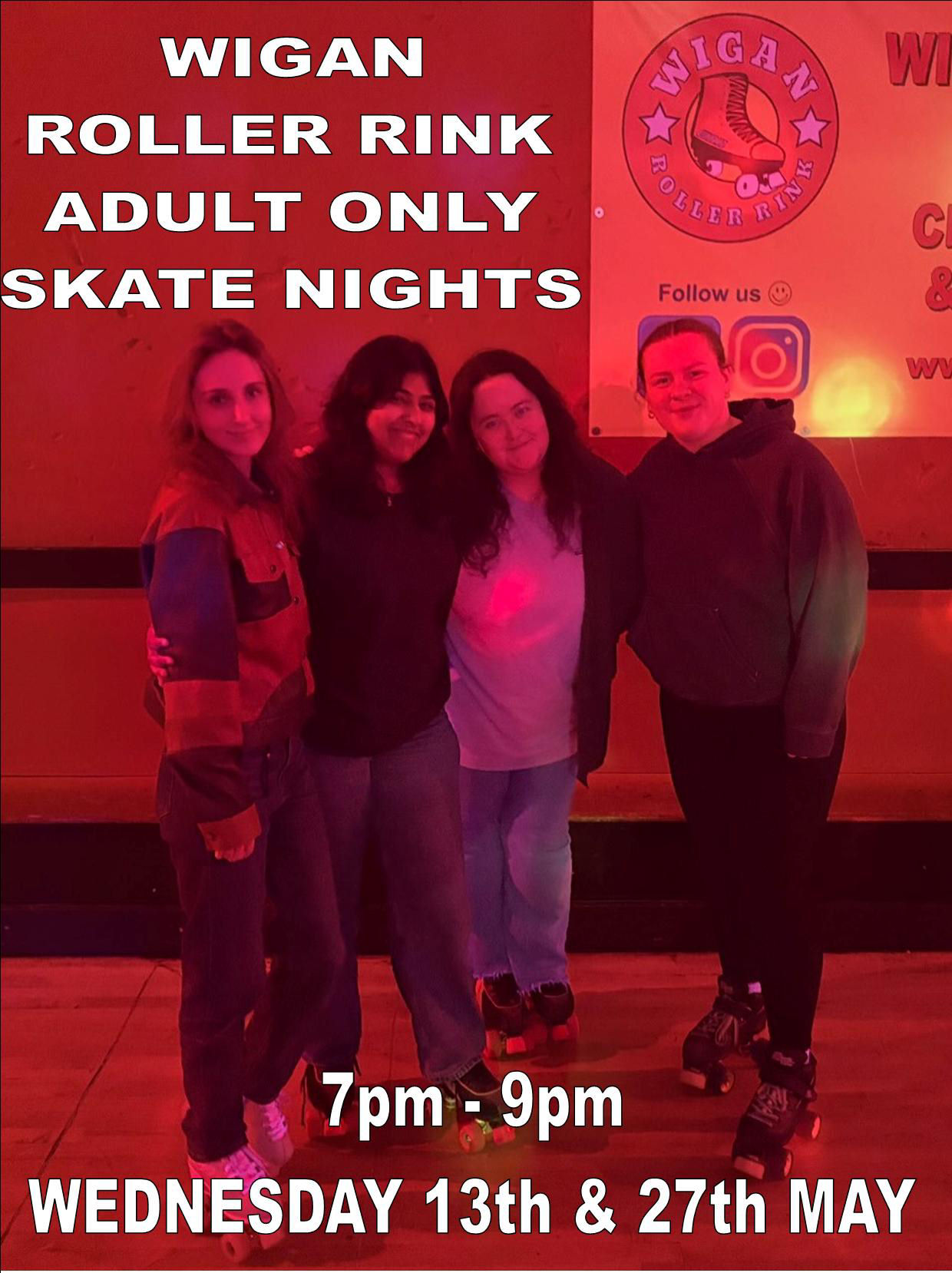 ADULT ONLY SKATE SESSIONS IN MAY 7pm - 9pm